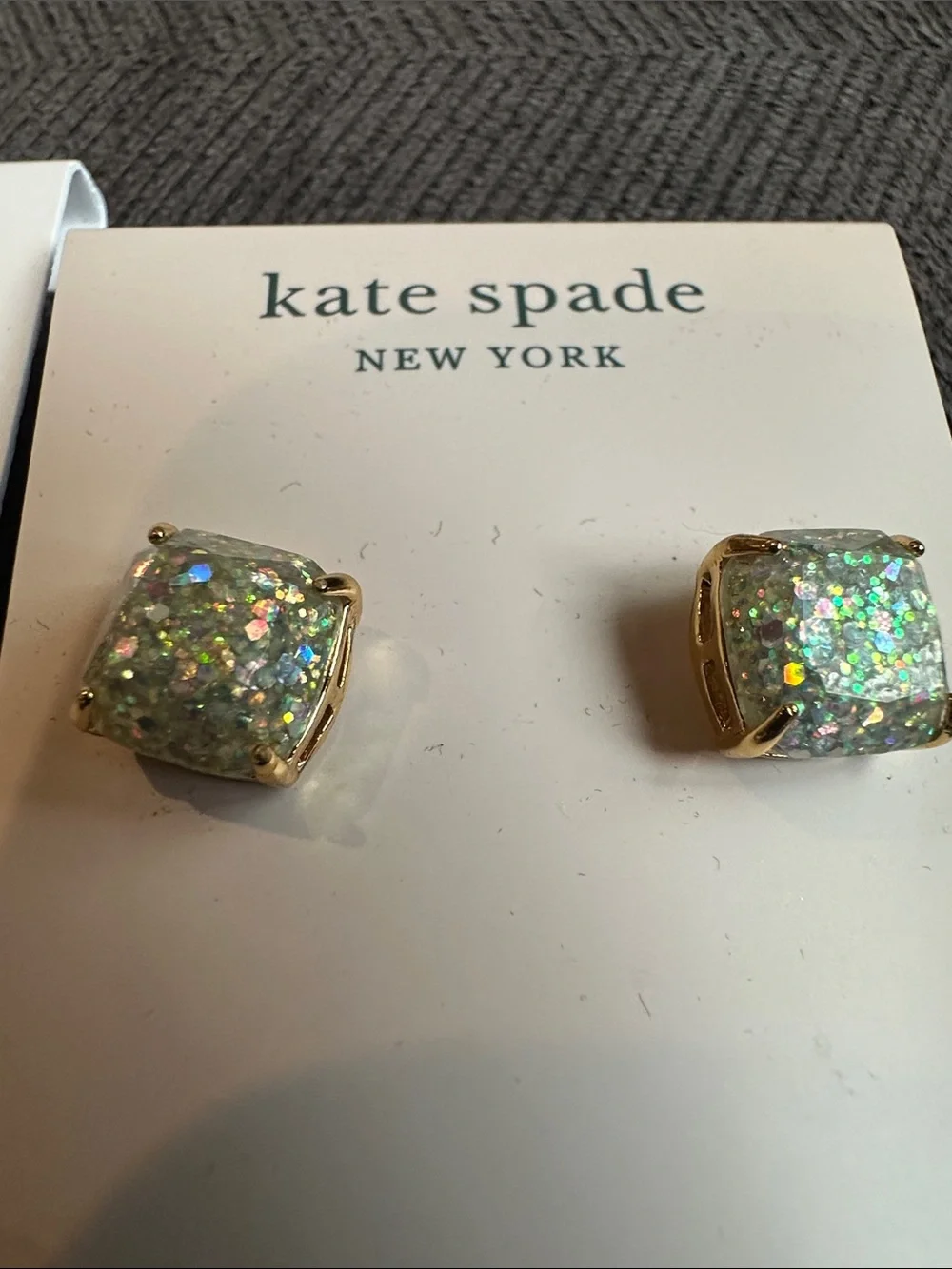 kate spade Black Stone Hook Earrings & Iridescent Glitter Studs